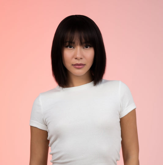 Dimitra: Καστανη Καρέ Περούκα με Φράτζα MACO HAIR SYSTEMS