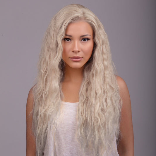 Kim: Μακριά Περουβιανή - Silver Αόρατη Περούκα MACO HAIR SYSTEMS