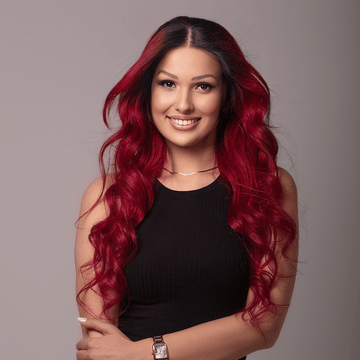 Eva: Μακρύ Σπαστό Βυσσινί με Σκούρα Ρίζα