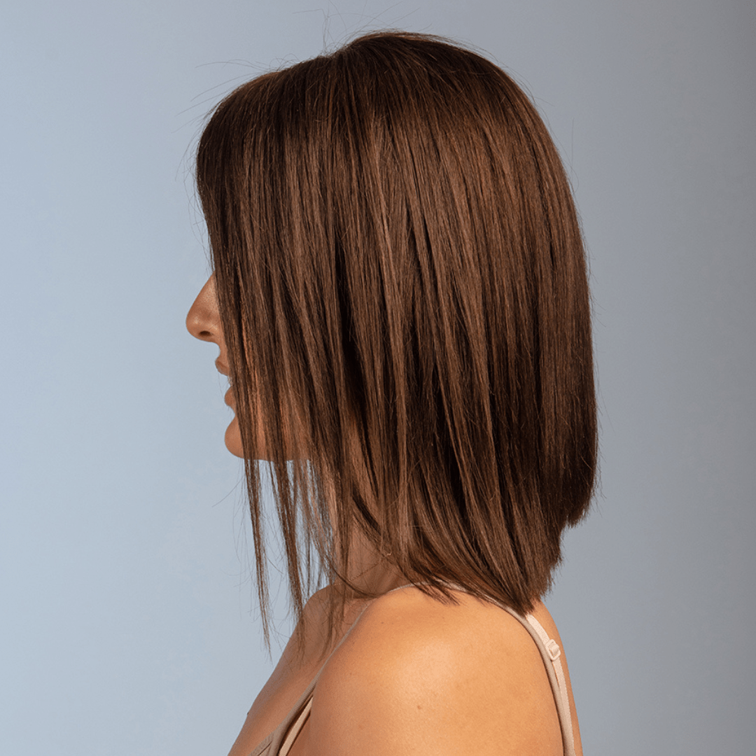 Roxani: Αόρατη Φυσική Περούκα  Ίσια Καρέ - Καστανή MACO HAIR SYSTEMS