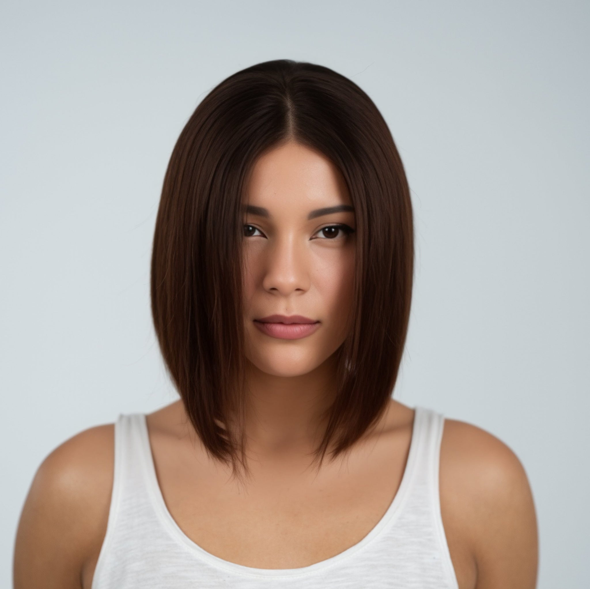 Sophia: Καστανή που Κοκκινίζει Μακριά Ίσια Καρέ Φυσική Περούκα MACO HAIR SYSTEMS