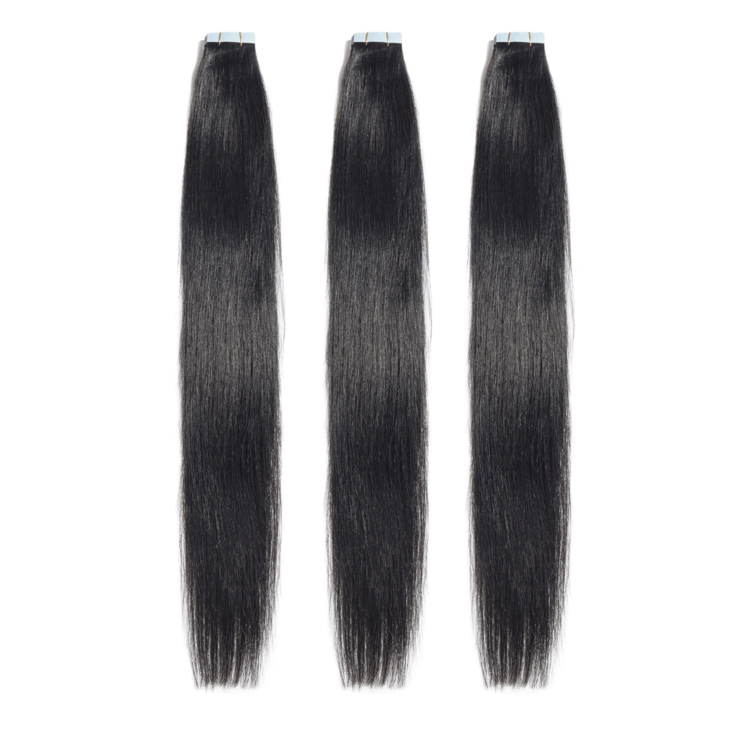 Tape Hair Extentions - Φυσική Τρίχα - 55 cm - Μάυρο #1 - 10 TMX MACO HAIR SYSTEMS