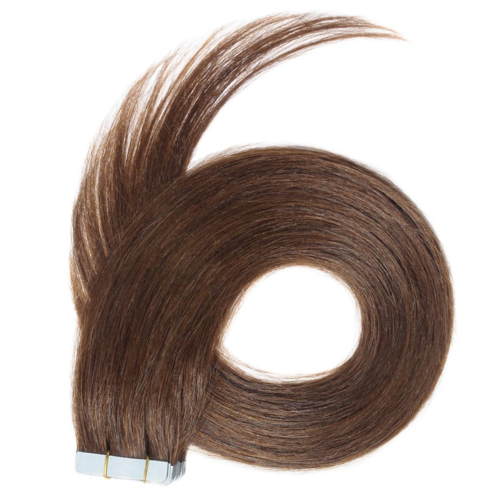 Tape Hair Extentions - Φυσική Τρίχα - 55 cm - Καστανό Ανοιχτό #4 - 10 TMX MACO HAIR SYSTEMS