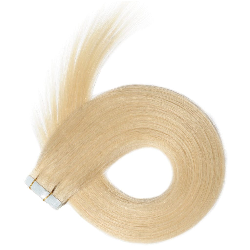 Tape Hair Extentions - Φυσική Τρίχα - 55 cm - Ξανθό Με Ελαφρύ Πλατινέ #60 - 10 TMX MACO HAIR SYSTEMS